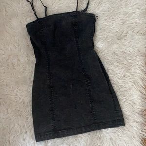 Black denim mini dress
